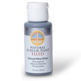 Natural Earth Paint Natural Fluid Acrylik Paint, 1 oz, Silver Mica
