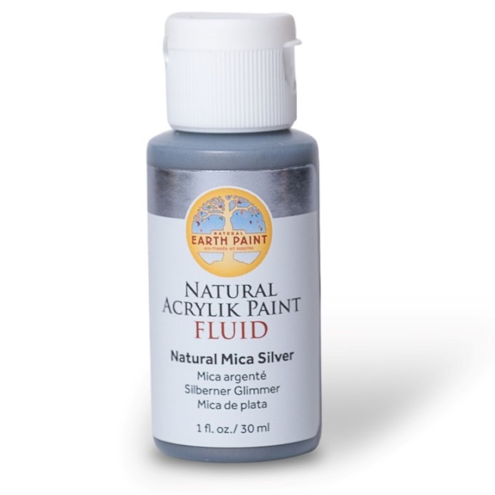 Natural Earth Paint Natural Fluid Acrylik Paint, 1 oz, Silver Mica