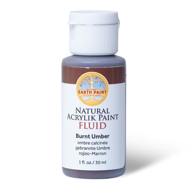 Natural Earth Paint Natural Fluid Acrylik Paint, 1 oz, Burnt Umber