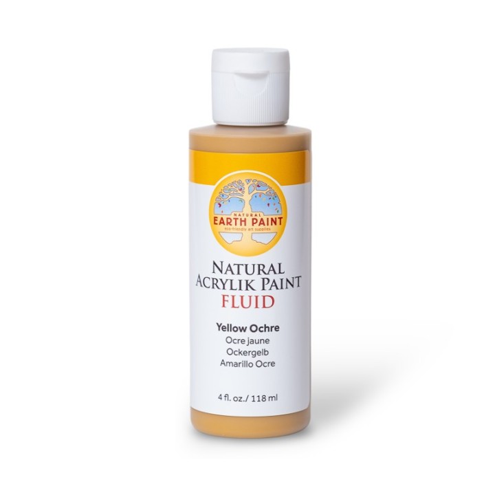 Natural Earth Paint Natural Fluid Acrylik Paint, 4 oz, Yellow Ochre