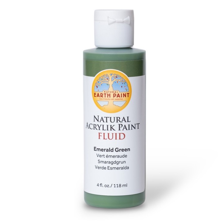 Natural Earth Paint Natural Fluid Acrylik Paint, 4 oz, Emerald Green