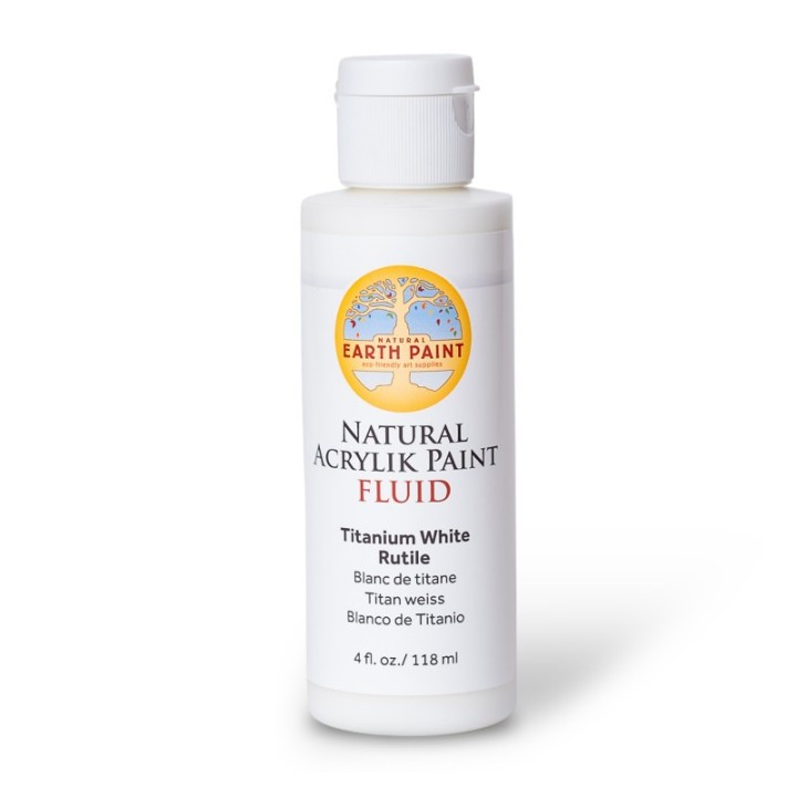 Natural Earth Paint Natural Fluid Acrylik Paint, 4 oz, Titanium White Rutile