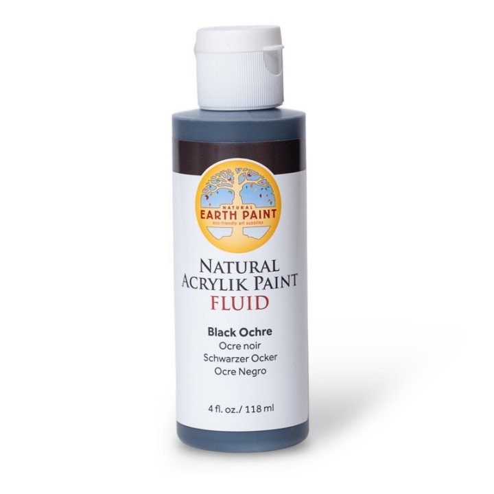 Natural Earth Paint Natural Fluid Acrylik Paint, 4 oz, Black Ochre