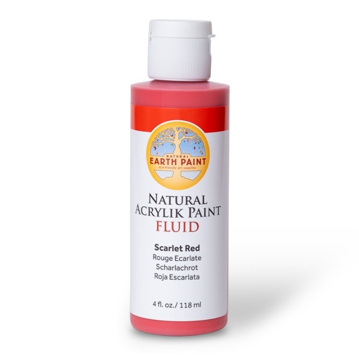 Natural Earth Paint Natural Fluid Acrylik Paint, 4 oz, Scarlet Red
