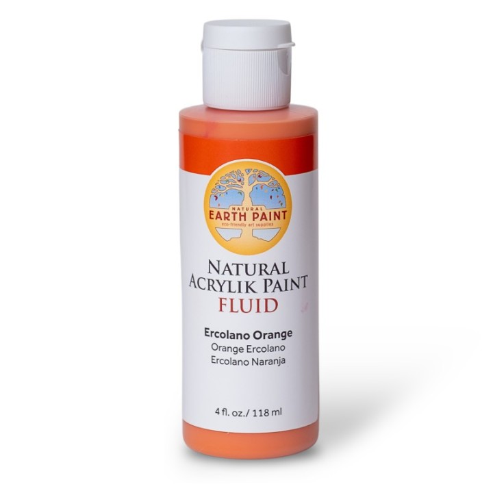 Natural Earth Paint Natural Fluid Acrylik Paint, 4 oz, Ercolano Orange