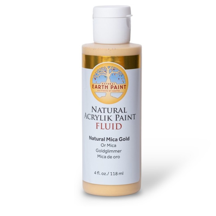 Natural Earth Paint Natural Fluid Acrylik Paint, 4 oz, Gold Mica