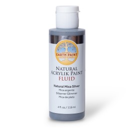Natural Earth Paint Natural Fluid Acrylik Paint, 4 oz, Silver Mica