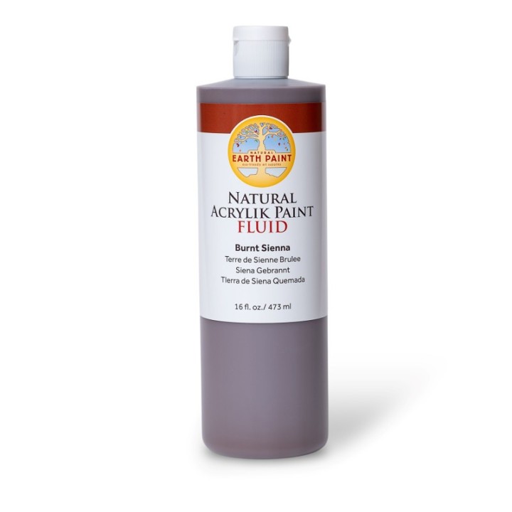 Natural Earth Paint Natural Fluid Acrylik Paint, 16 oz, Burnt Sienna