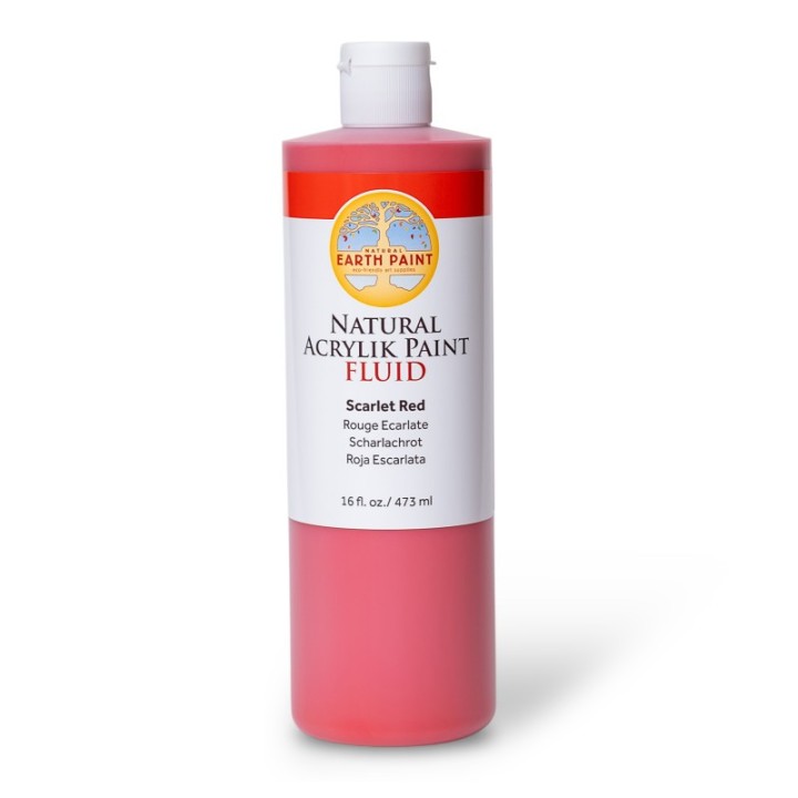 Natural Earth Paint Natural Fluid Acrylik Paint, 16 oz, Scarlet Red