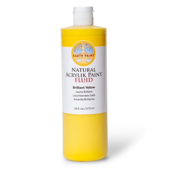 Natural Earth Paint Natural Fluid Acrylik Paint, 16 oz, Brilliant Yellow
