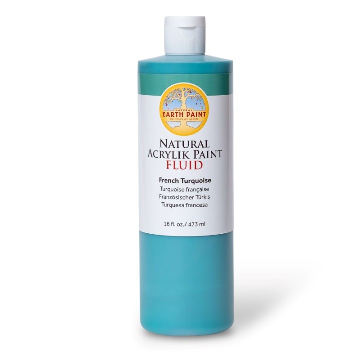Natural Earth Paint Natural Fluid Acrylik Paint, 16 oz, French Turquoise