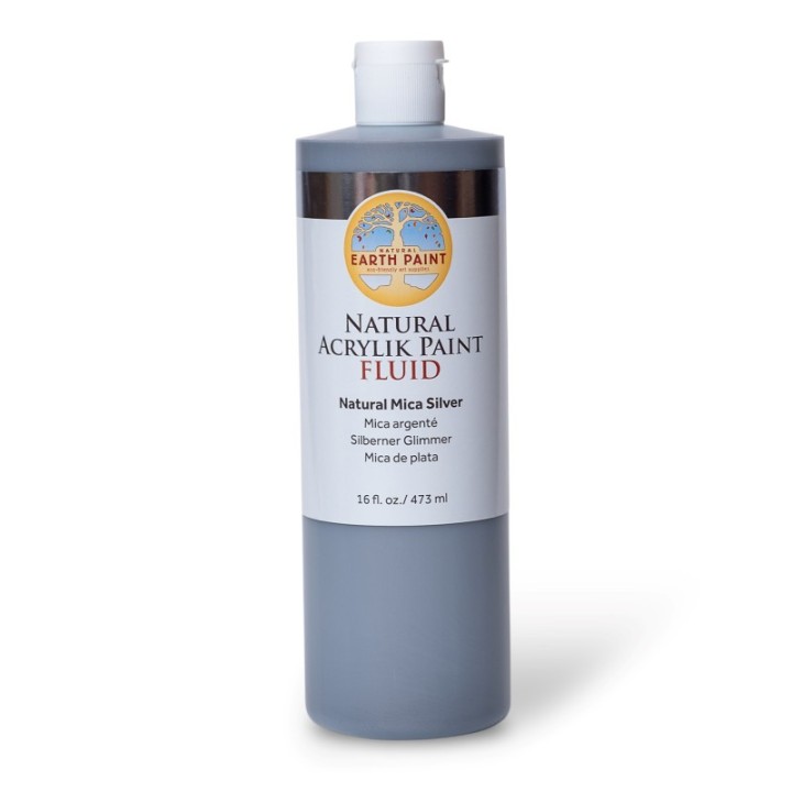 Natural Earth Paint Natural Fluid Acrylik Paint, 16 oz, Silver Mica