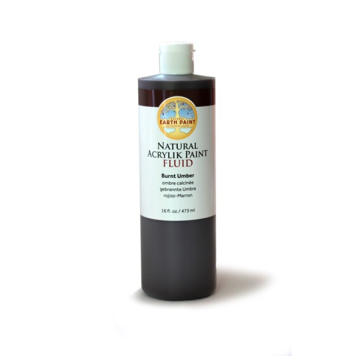 Natural Earth Paint Natural Fluid Acrylik Paint, 16 oz, Burnt Umber