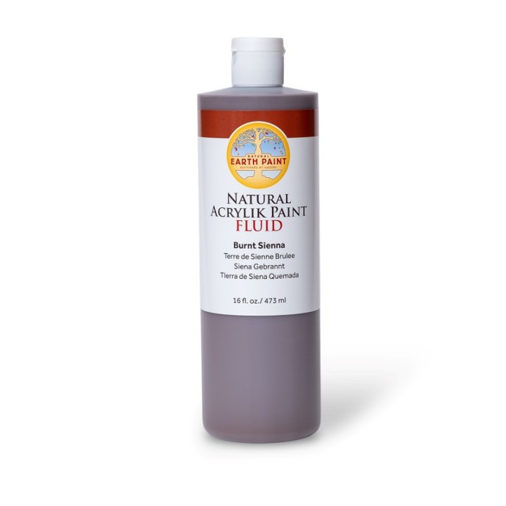 Natural Earth Paint Natural Fluid Acrylik Paint, 16 oz, Burnt Sienna
