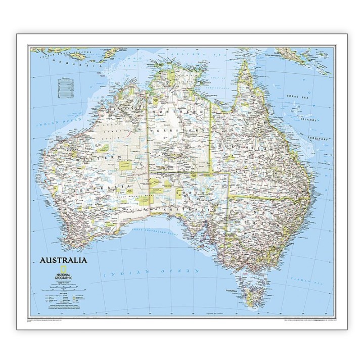 National Geographic Australia Classic Map, Laminated, 30.25" x 27"