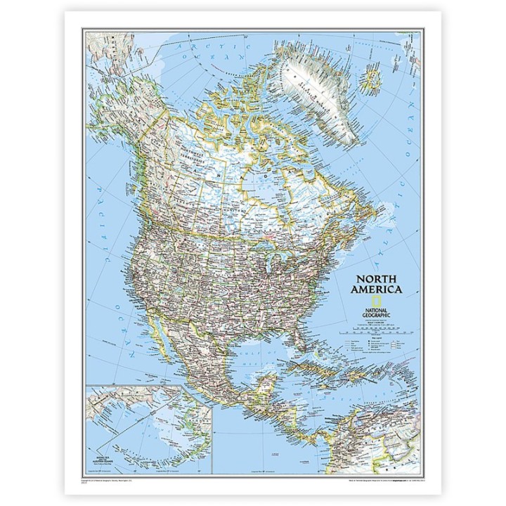 National Geographic North America Classic Map, Laminated