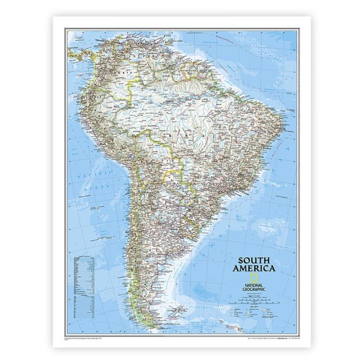 National Geographic South America Classic Map, Laminated