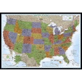 National Geographic United States Decorator Map, Enlarged and Laminated, 43.5" x 30.5"