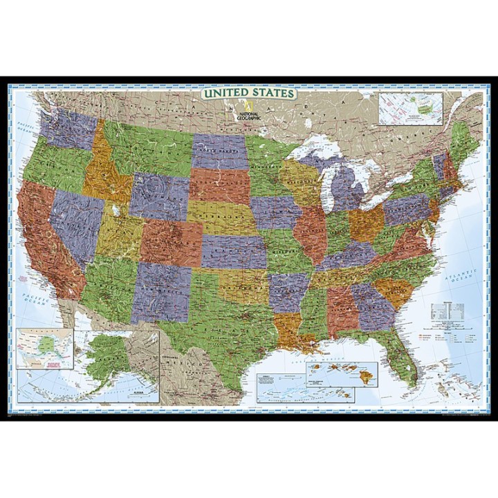 National Geographic United States Decorator Map, Enlarged and Laminated, 43.5" x 30.5"