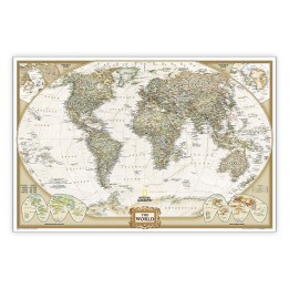 National Geographic World Executive Map, Poster Size and Laminated, 36" x 24"