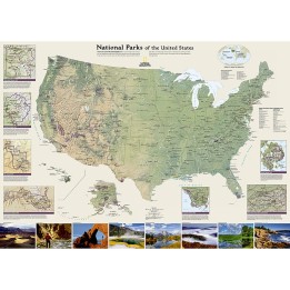 National Geographic National Parks of the United States Map, Laminated, 42" x 30"