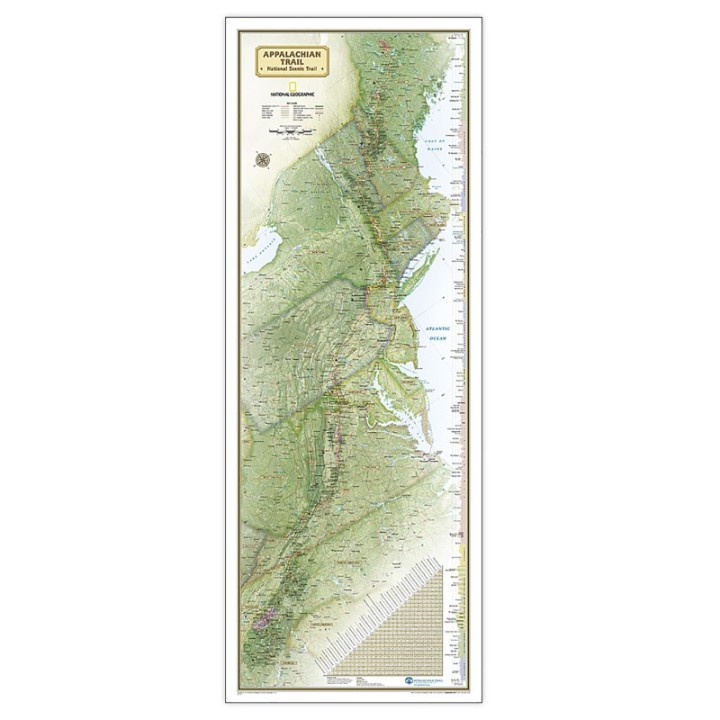 National Geographic Appalachian Trail Map, Laminated, 18" x 48"