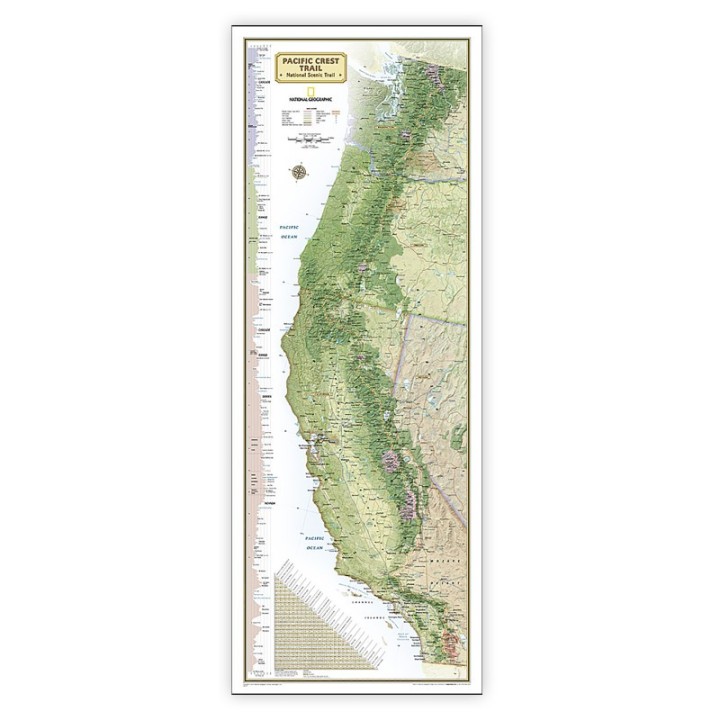 National Geographic Pacific Crest Trail Map, Laminated, 18" x 48"