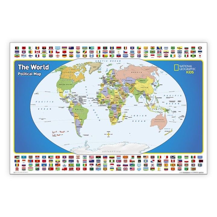 National Geographic The World for Kids Map, Laminated, 36" x 24"
