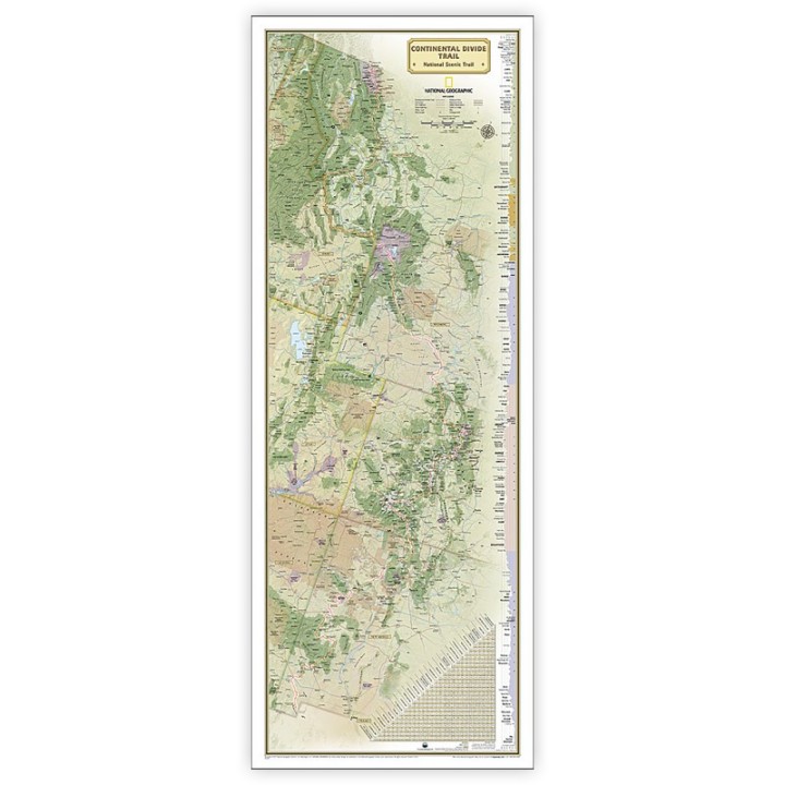 National Geographic Continental Divide Trail Map, In Gift Box, 18" x 48"