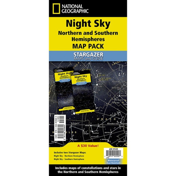 National Geographic Night Sky, Stargazer folded Map Pack Bundle, Folded: 4.25" x 9.25" ; Flat: 25.25" x 18.5"