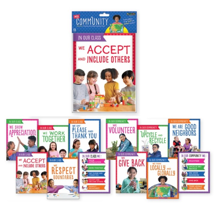 Newmark Learning We Are a Community Classroom Poster Sets, Grades PreK–1