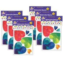 North Star Teacher Resources Watercolor Hearts Bulletin Board Accents, 48 Per Pack, 6 Packs
