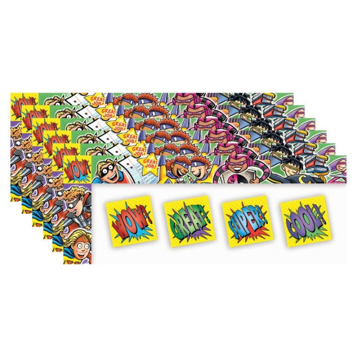 North Star Teacher Resources All Around The Board Trimmer, Superheroes, 43 Feet Per Pack, 6 Packs