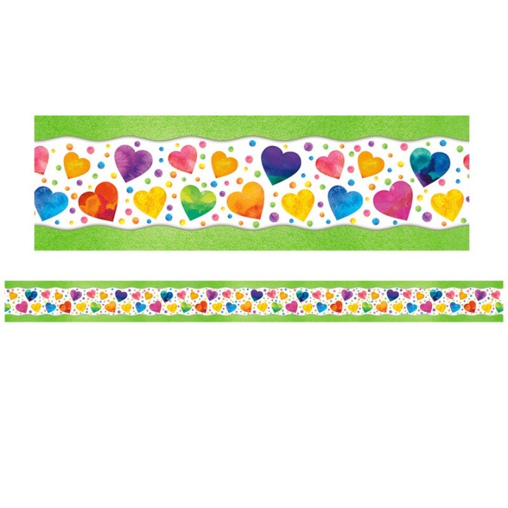 North Star Teacher Resources All Around the Board Trimmer, Watercolor Hearts, 43'