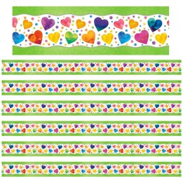 North Star Teacher Resources All Around the Board Trimmer, Watercolor Hearts, 43 Feet Per Pack, 6 Packs