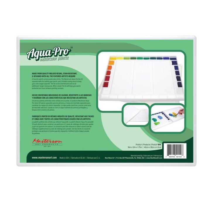 Masterson Art Products Aqua Pro Watercolor Palette, 11.5x15.5 in