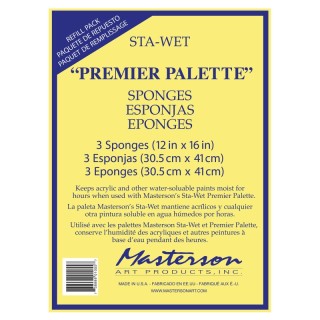 Masterson Art Products Sta-Wet® Sponge Refill Pack, 12 x 16 in, Set of 3