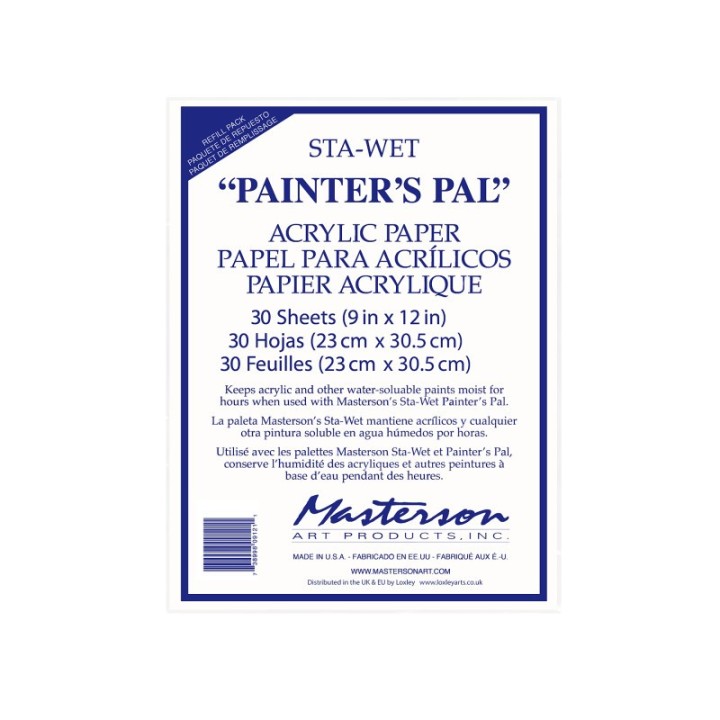 Masterson Art Products Sta-Wet® Painter's Pal Acrylic Paper Refill, White, 9x12 in, 30 Sheets