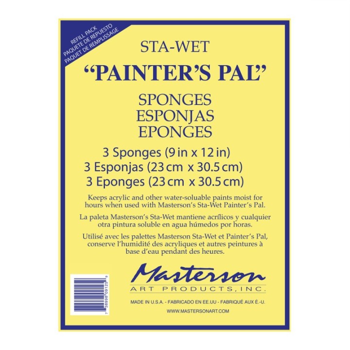 Masterson Art Products Sta-Wet® Painter's Pal Sponge Refills, 9x12 in, Set of 3