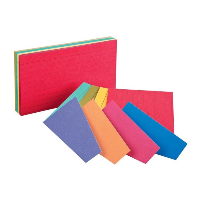 Oxford® Two-Tone Index Cards, 3" x 5", Assorted Colors, Pack of 100