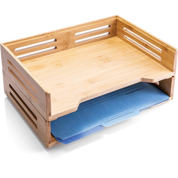 Officemate® Bamboo Letter Tray, Pack of 2