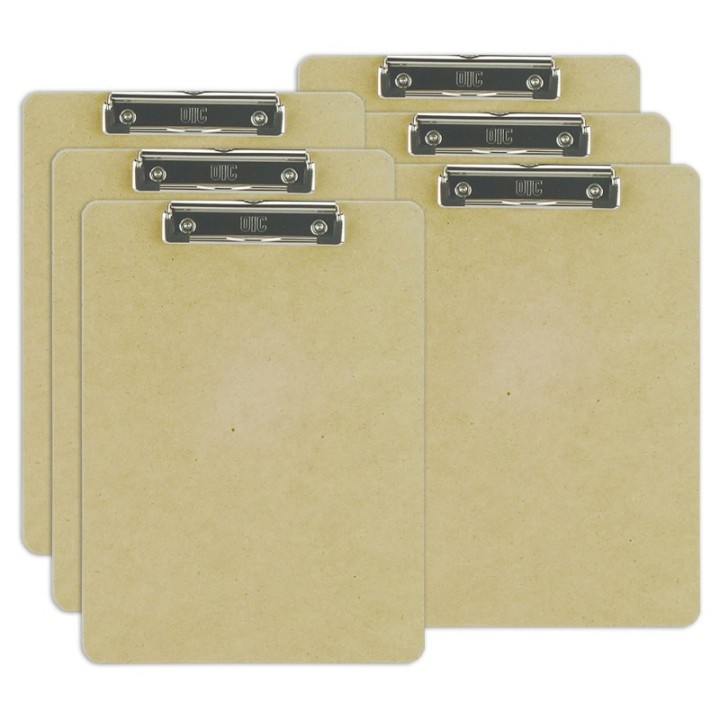 Officemate® Recycled Clipboard, Letter Size, Wood, Low Profile Clip, Pack of 6
