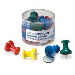 Officemate® Giant Push Pins, 1.5 in w .434in Pins, Tub of 12