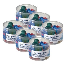Officemate® Giant Push Pins, 12 Per Pack, 6 Packs