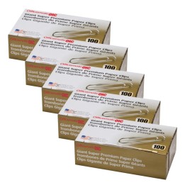 Officemate® Paper Clips, Giant, Super Premium, 100/Box, 5 Boxes