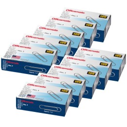 Officemate® Paper Clips, #1 Gem, 100 Per Box, 10 Boxes