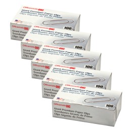 Officemate® Paper Clips Premium Giant, 100/Box, 5 Boxes