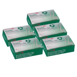 Officemate® Recycled Paper Clips, Giant Gem, 100/Box, 5 Boxes
