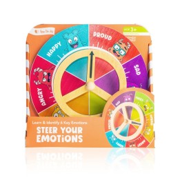 Open the Joy Steer Your Emotions Wheel, Wooden Emotional Regulation Steering Toy for Kids