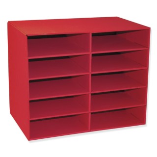 Classroom Keepers® 10-Shelf Organizer, Red, 17"H x 21"W x 12-7/8"D, 1 Organizer